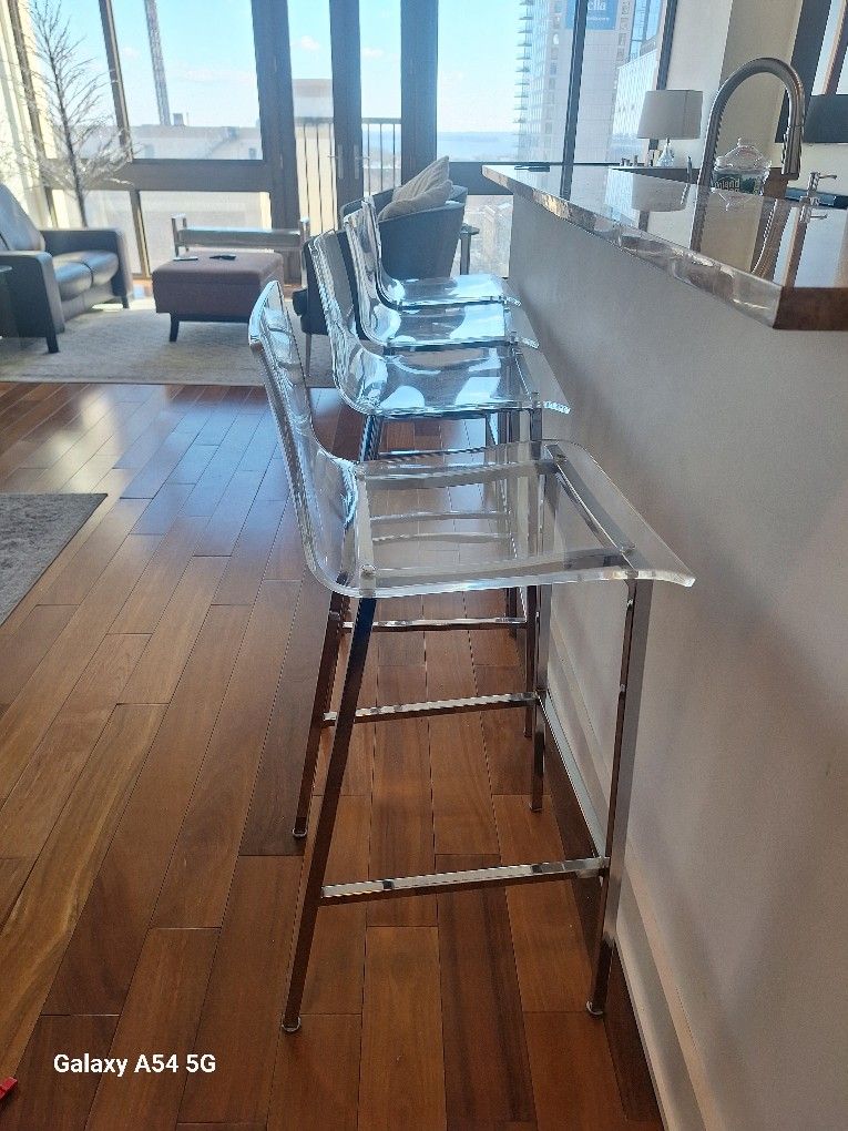 CB2 Acrylic Counter Stool with Nickel Legs