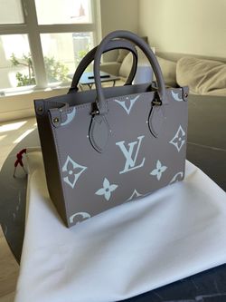 Authentic Louis Vuitton OnTheGo PM Tote Bag – Grey/Blue Monogram – Pre-Owned