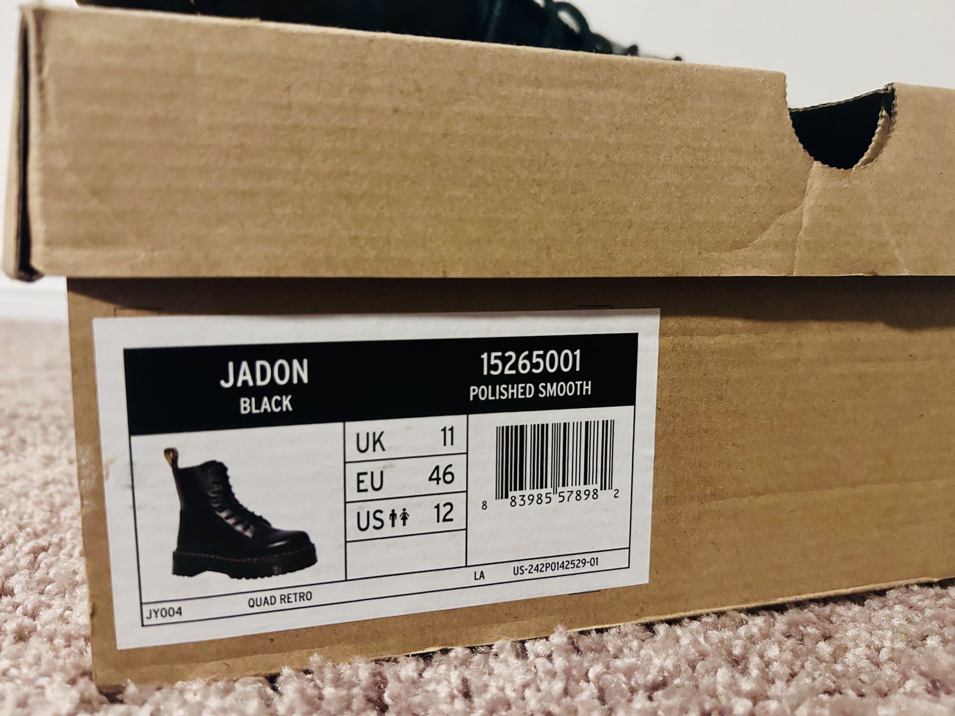 🌟 Dr. Martens Jadon Quad Retro – Black Polished Smooth (Men’s 12) 🌟