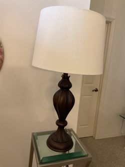 Ceramic bronze look table lamp w/ shade