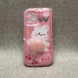 3D Soft Squishy Peach Butt Pink Bunny Phone Case