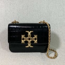 Tory Burch Black Croc Eleanor Small Convertible Shoulder Bag $748