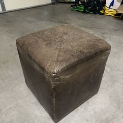 Crate & Barrel Leather Cube Ottoman