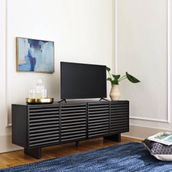TV Stand Fluted In Black Very Modern  Threshold 