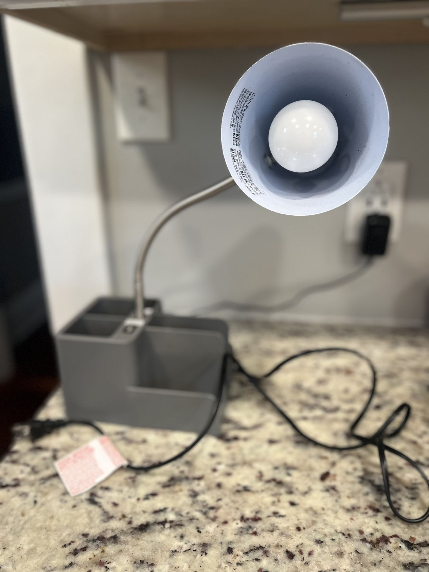 LED Desk Lamp with Charging Port, Outlet, Pen Holders & 3 Storage Dividers – All-in-One Organizer Light