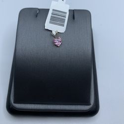 Gold Pendant Pink Ice Heart Shape