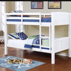 New In Box White Twin Size Bunk Bed, With 2 Mattress, We Can Deliver. Litera Con Colchones.