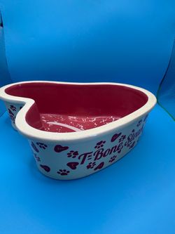 T-Bone Steak Ceramic Dog Bowl