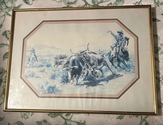 Charles Marion Russell blue-toned print