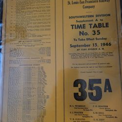 St LOUIS- San fransico Railway Time Table #35a