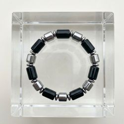 Black & Silver Design Bracelet | Modern Cylinder Design |Bracelet