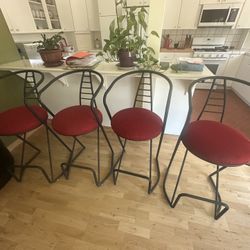 Set of 4 Matching Vintage Retro Bar with Foot Rest