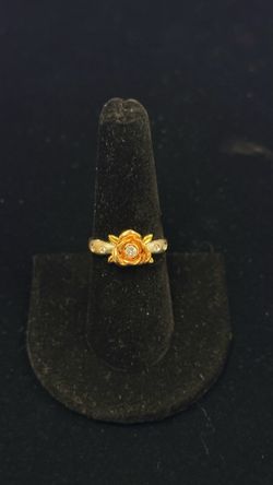 18K 3T cz flowers ring