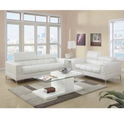 Gorgeous White Colored 2 piece Sofa and Loveseat Set