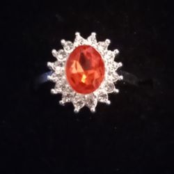 Ruby Ring With Zircons