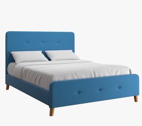 Blue Upholstered Bedframe - PICK UP ONLY