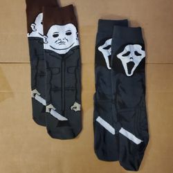 2 Pair of Comfortable Cumfy Novelty Halloween Scary Spooky Socks Brand New