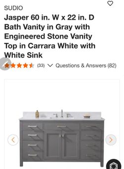 Jasper 60 Inch Single Bathroom Vanity 