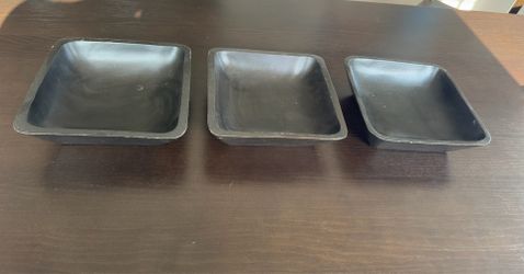 Set of 3 Black/Brown Square Bowls
