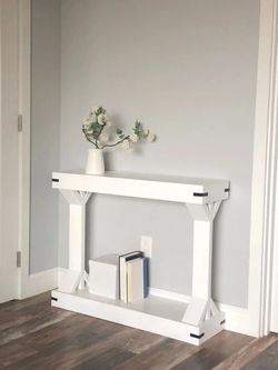 Welcome home with this Modern farmhouse console table!