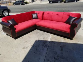 BRAND NEW 7X9FT SECTIONAL COUCHES CINNABAR MICROFIBER COMBO. CUSTOM MADE AVAILABLE