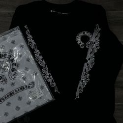 Chrome, Hearts, Black, Long Sleeve