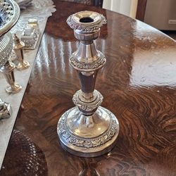 Vintage Candle Holder Goldfeder Silver Company GSC 1940s  Silver-Plated Over Copper 12" / Decorative / Antique / MCM Hollywood Recency / Candelabra 