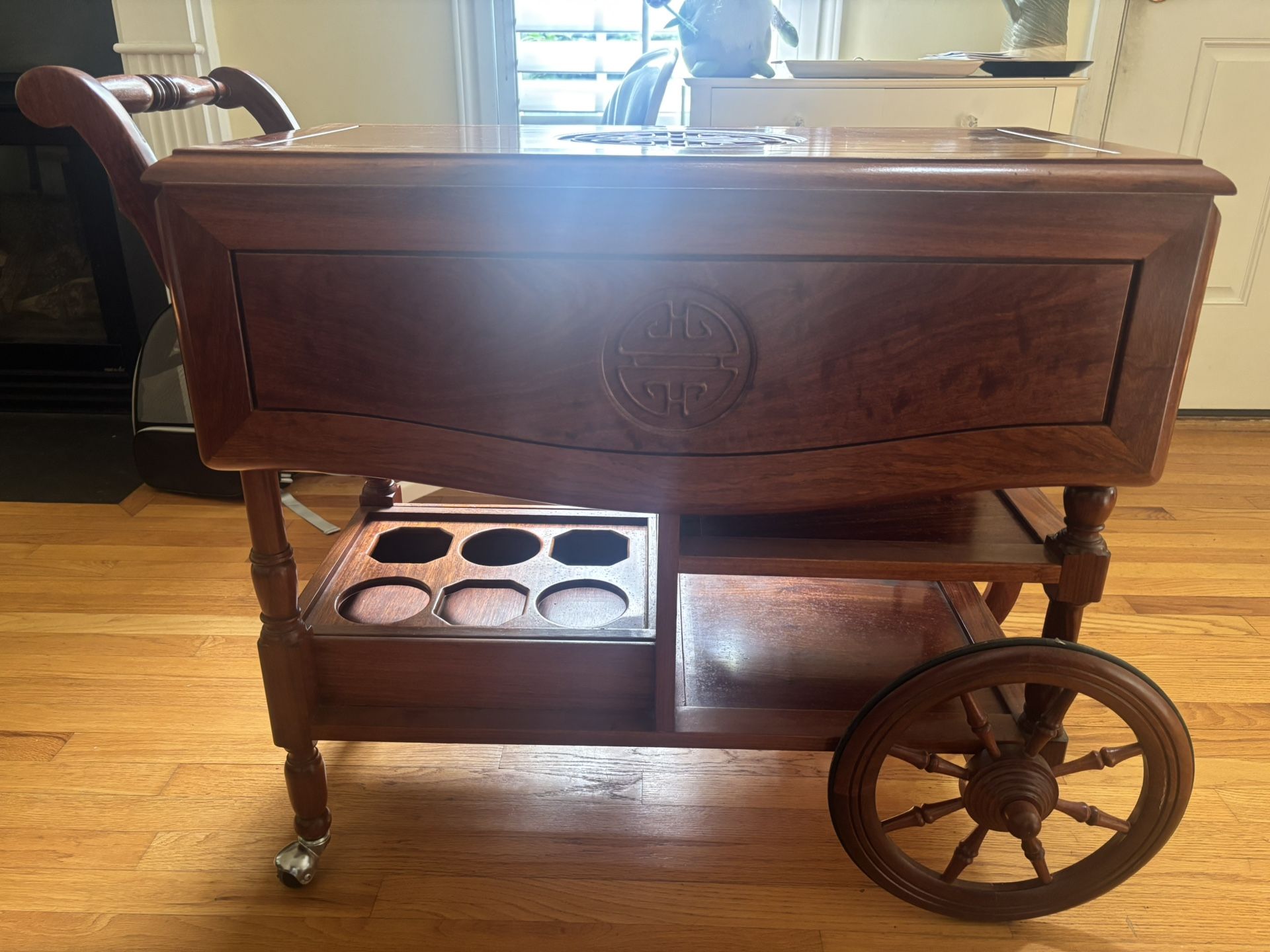 Vintage Chinese Rosewood Tea Cart