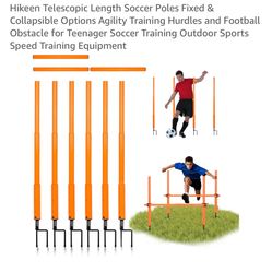 6-Piece Adjustable Soccer Agility Training Poles & Hurdles Outdoor Set  Price: $25  New soccer agility training pole set. Versatile design can be used
