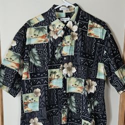 Pierre Cardin Large Mens Floral Hawaiian Shirt