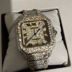 Cartier White Gold two Tone Moisinite Bussdown Passes Diamond Tester Can Show Proof Comes With Extra Links And box