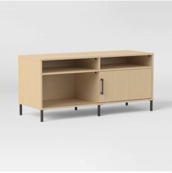 Mixed Material Storage TV Stand for TVs up to 54" with Sliding Doors Natural - Room Essentials
