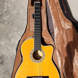 AS IS Esteban Granada Classical Acoustic Electric Guitar Needs Strings & Tuning Peg Free Case ❤️🎸