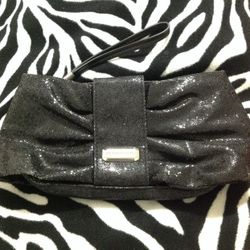 Victoria's Secret Black Glittery Clutch Purse Makeup Bag