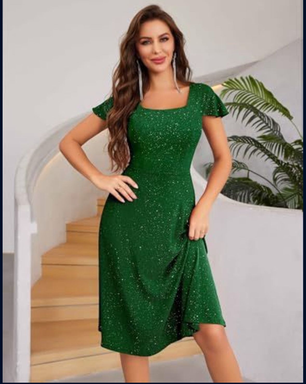 Berylove cocktail dresses for women square neck party dresses party dresses long evening dresses sequin prom dresses with sleeves wedding guest dresse