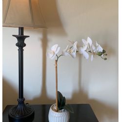 White Faux Orchid In Pot