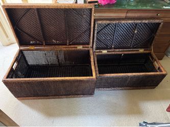2 Rattan Wicker Nested Trunks