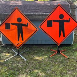 Flagger Symbol Construction Safety Signs