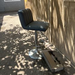 Single Grey Pleather Bar Stool