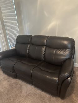 Genuine Leather Reclining Sofa + Loveseat Set – Console & Cupholder - $785 (Austin, TX)