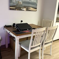 Wooden Dining Table with Four Chairs