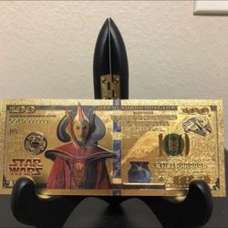 24k Gold Foil Plated Padme Amidala (Star Wars) Banknote 