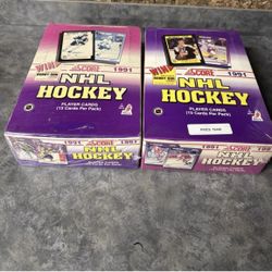 2 - 1991 Score NHL Hockey Card Wax Boxes 72 Packs Factory Sealed Purple Boxes