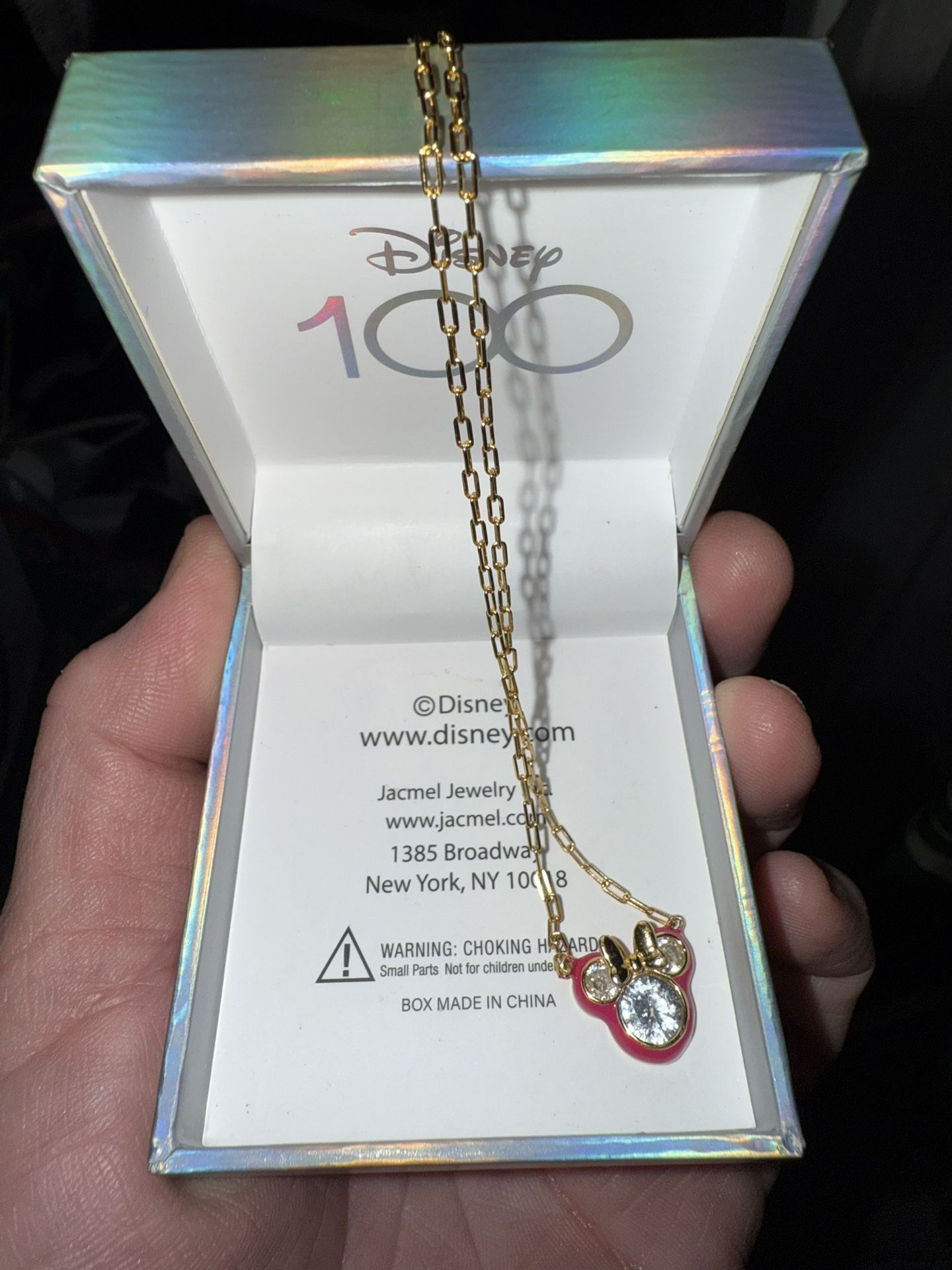 Disney Cubic Zirconia & Pink Enamel Minnie Mouse 18" Pendant Necklace