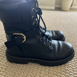 Vince Camuto Leather Combat Boots Size 6 1/2