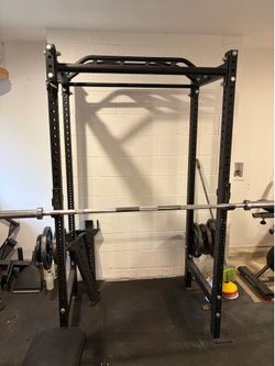 Titan Fitness T3 Power Rack With Attachments and Seated Calf Raise Machine