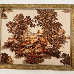 Vintage Wall Art 3D Peasants w Chicks Framed 