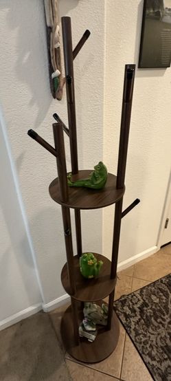 Rotating Coat Rack w/ Shelves – Modern Entryway Organizer – $75