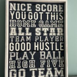 Pillowfort Kids Room Large All Star Sports Framed Wooden Artwork 