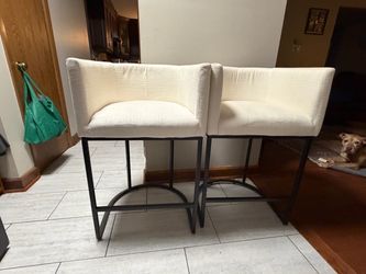 Cream and black counter stools (set of 2)